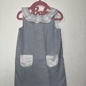 Janie and Jack Navy and White Striped Dress